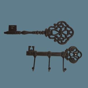 Set of Cast Iron Skeleton Keys 1 with hooks for keys/other